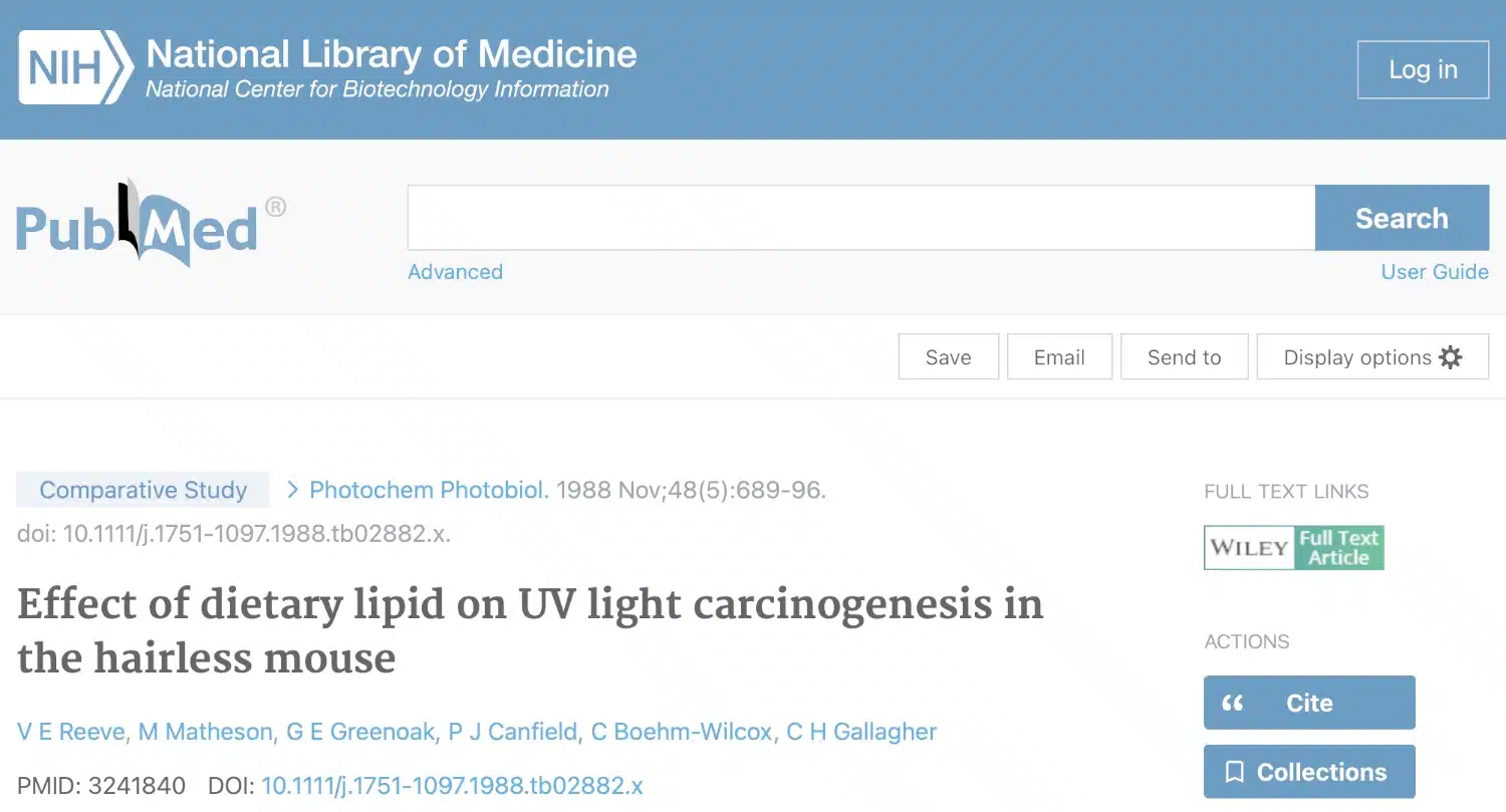 Studie - Effect of dietary lipid on UV